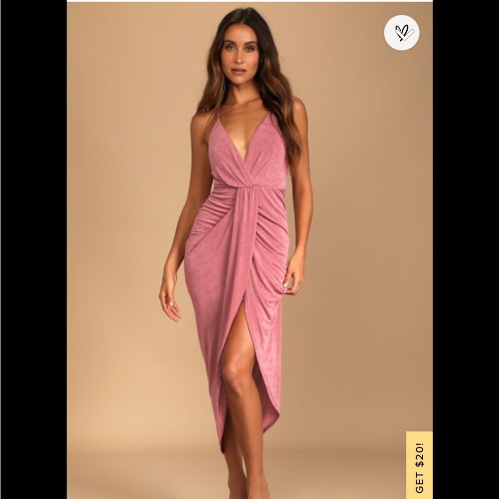 Lulus Dreamy Surplice Midi Dress